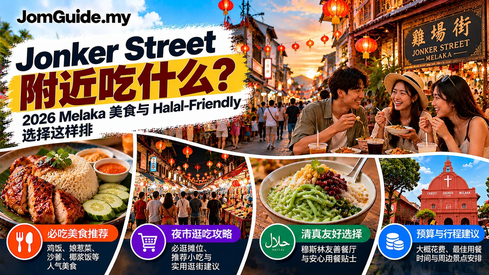 Jonker Street 附近吃什么？2026 Melaka 美食与 Halal-Friendly 选择这样排
