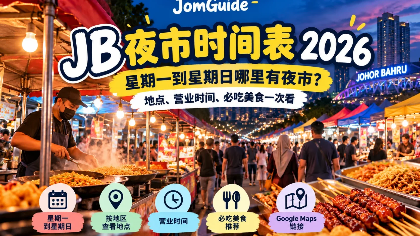 JB Pasar Malam 2026：今晚哪里有夜市？星期一到星期日地点与吃什么一次看