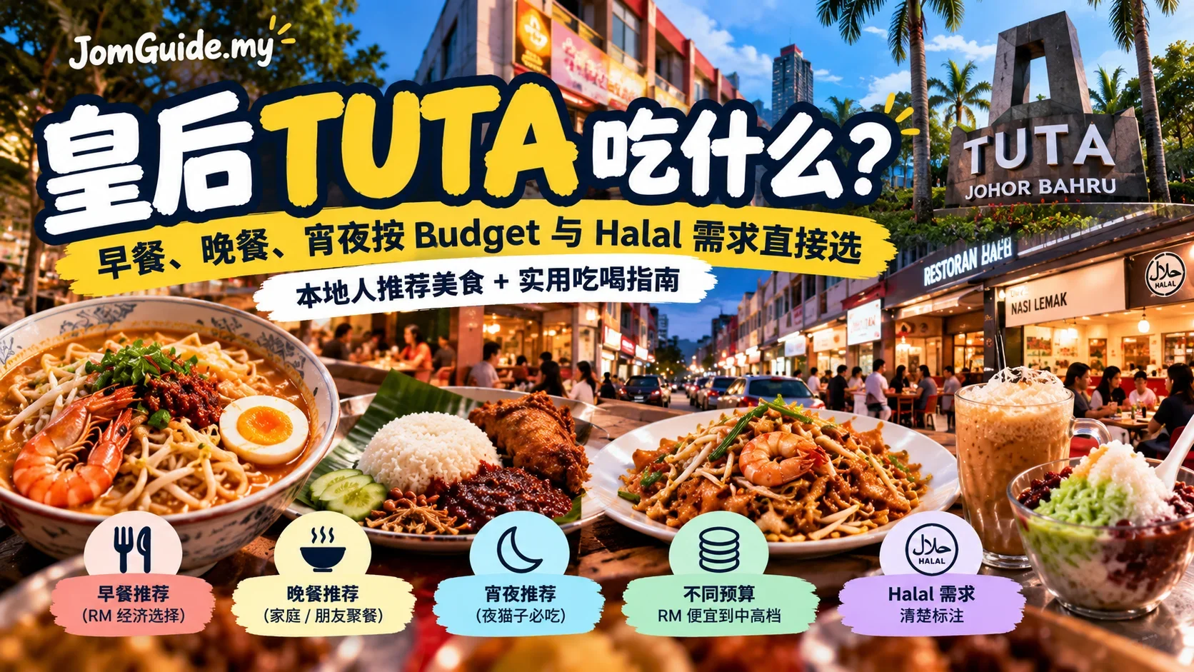 皇后 TUTA 吃什么？早餐、晚餐、宵夜按 Budget 与 Halal 需求直接选