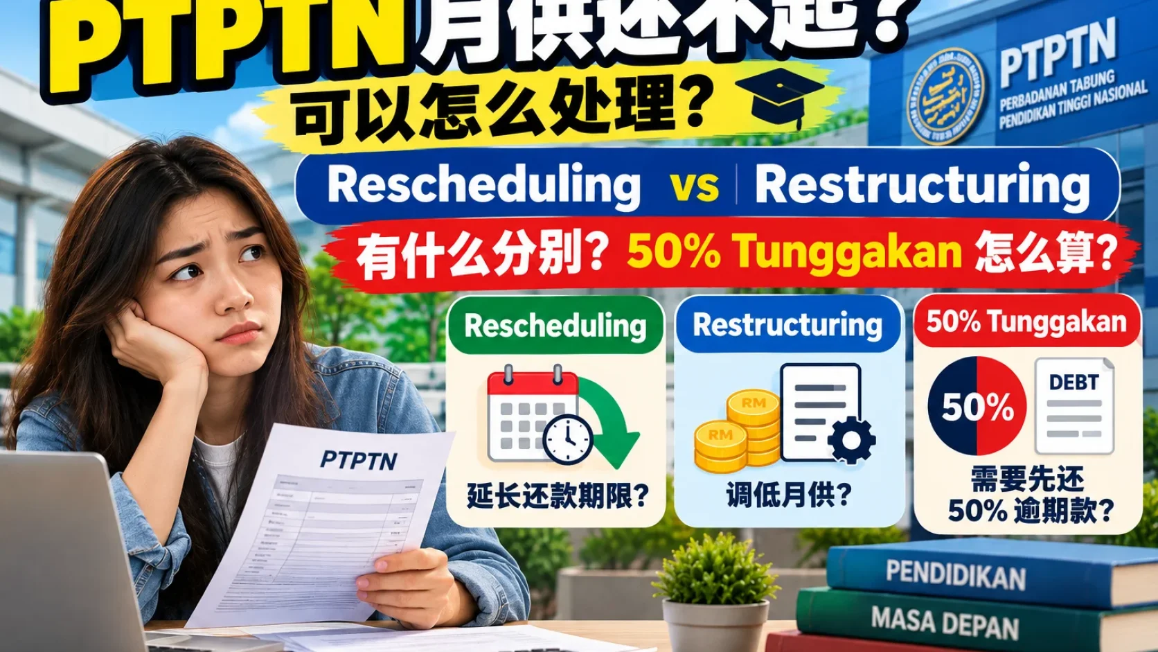 PTPTN 月供还不起？Restructuring 能调低供款，但50% Tunggakan 先看清楚