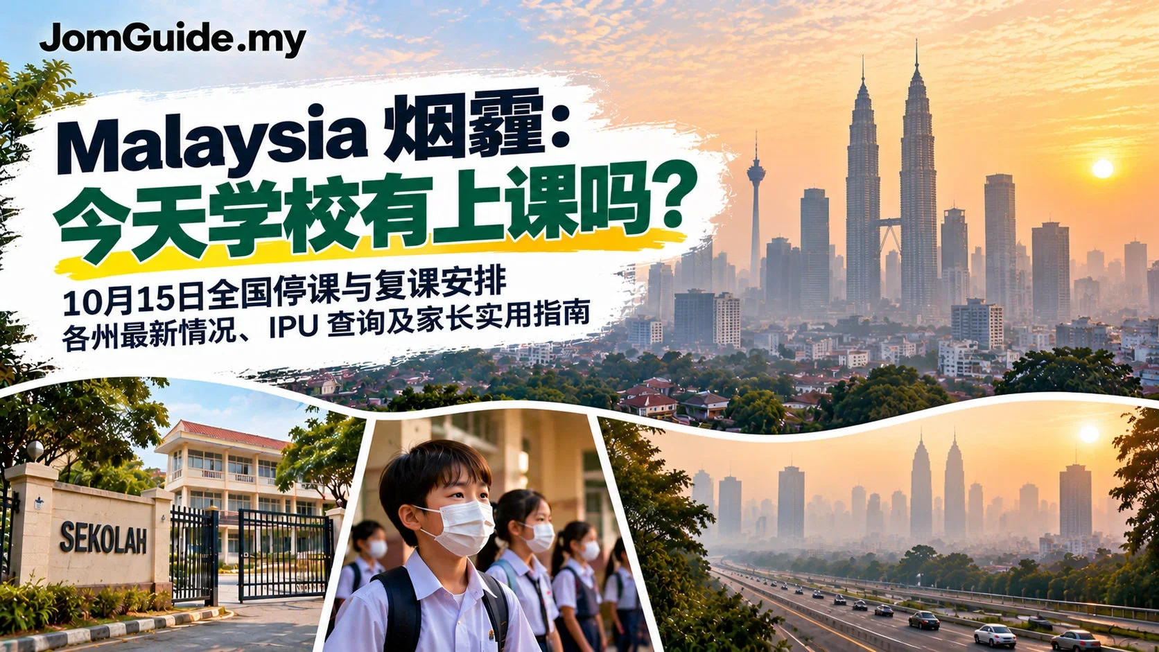 Malaysia 烟霾停课最新：10月15日 Johor、Selangor、KL 学校开吗？全国复课与 IPU 查询