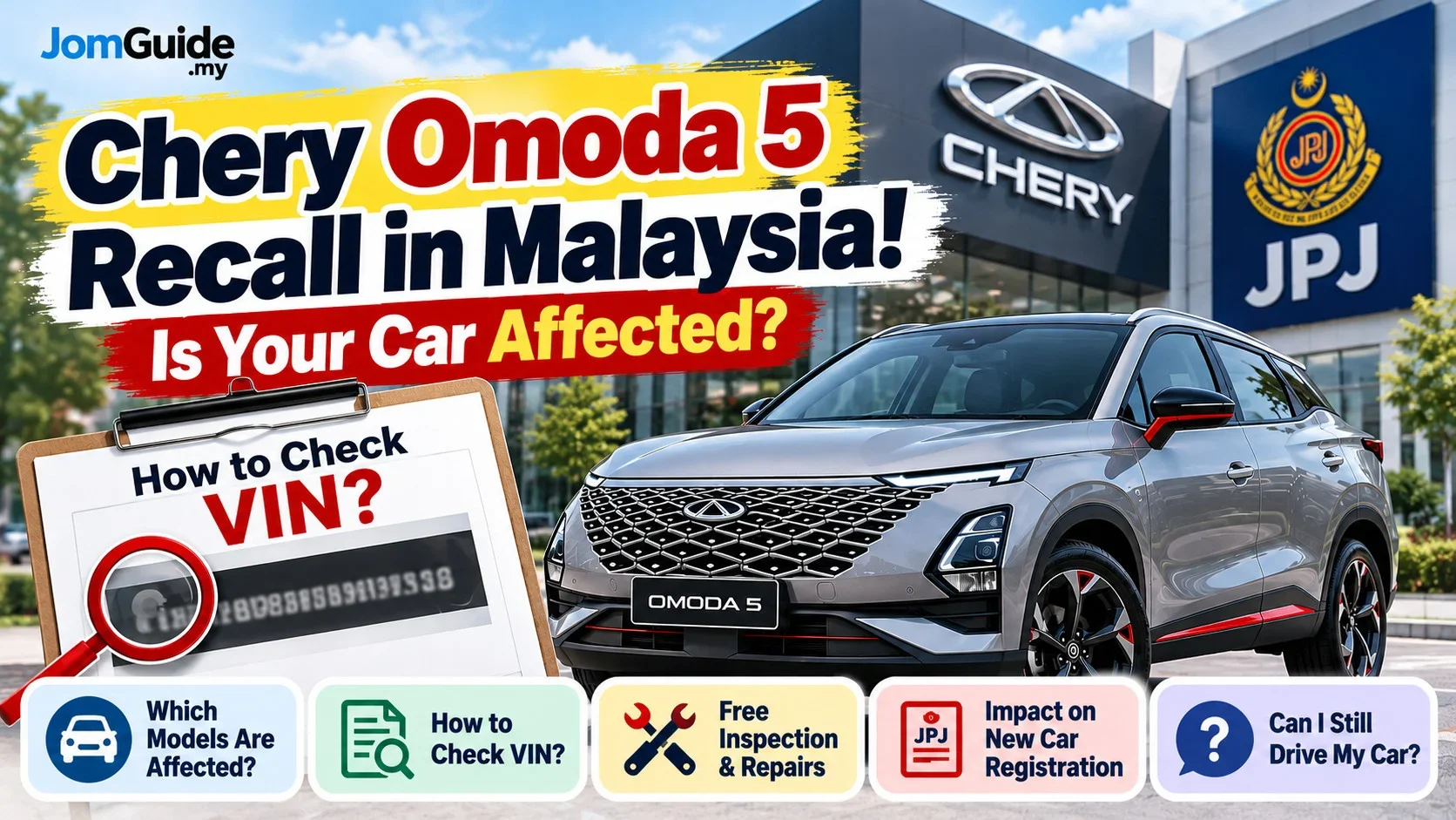 Chery Omoda 5 Recall Malaysia: VIN Check, Free Inspection and JPJ VTA Suspension