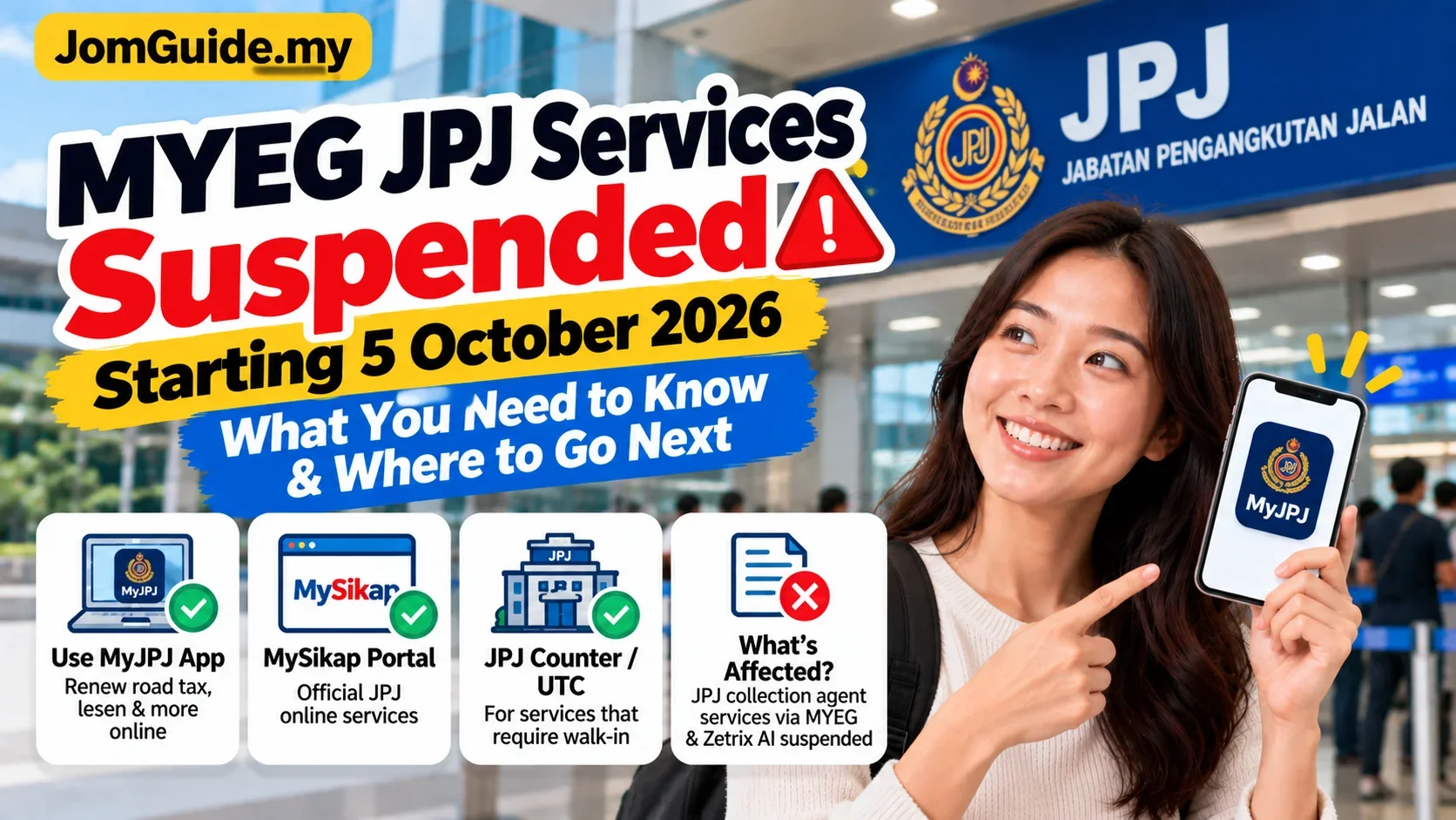 MYEG's JPJ Collection-Agent Services Are Suspended From 5 October: Where to Renew Road Tax and Licences