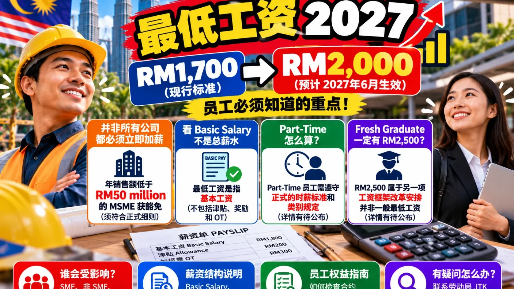 Minimum Wage 2027 涨到 RM2,000！SME 员工、Part-Time 和 Fresh Graduate 都适用吗？