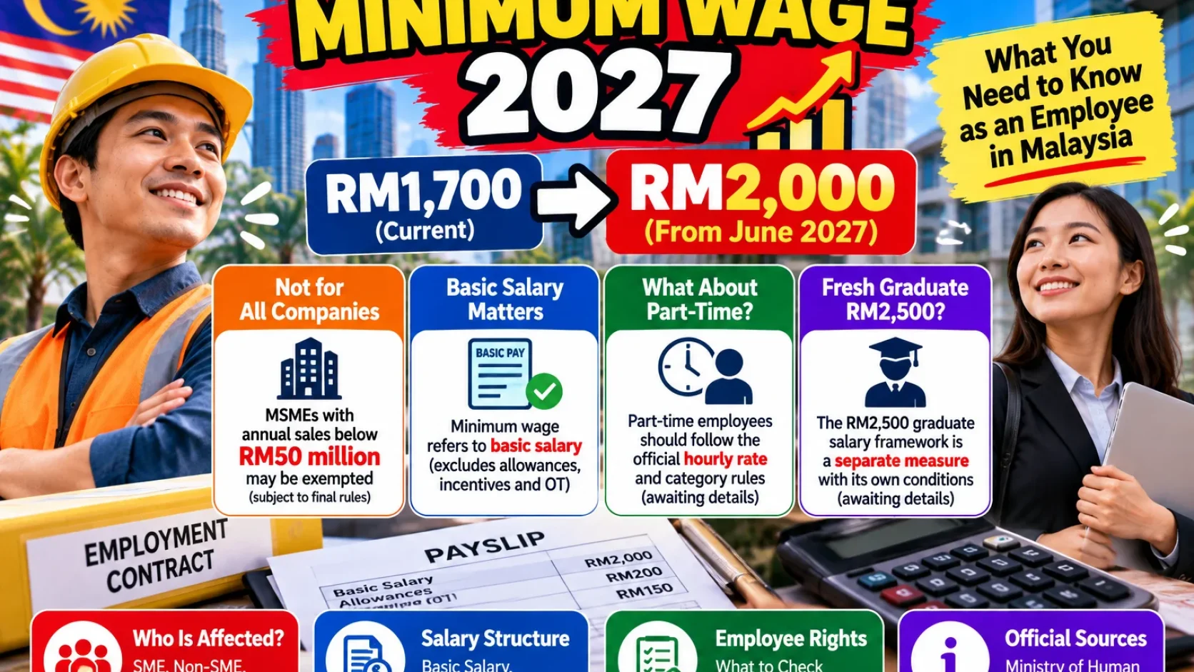Malaysia Minimum Wage 2027: RM2,000 Rules, SME Exemptions and Graduate Salaries
