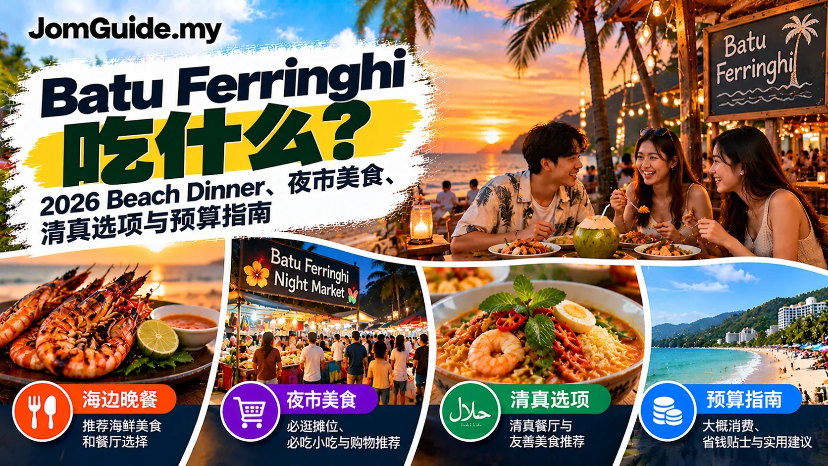 Batu Ferringhi 吃什么？2026 Beach Dinner、Night Market、Halal Check 与 Budget Guide
