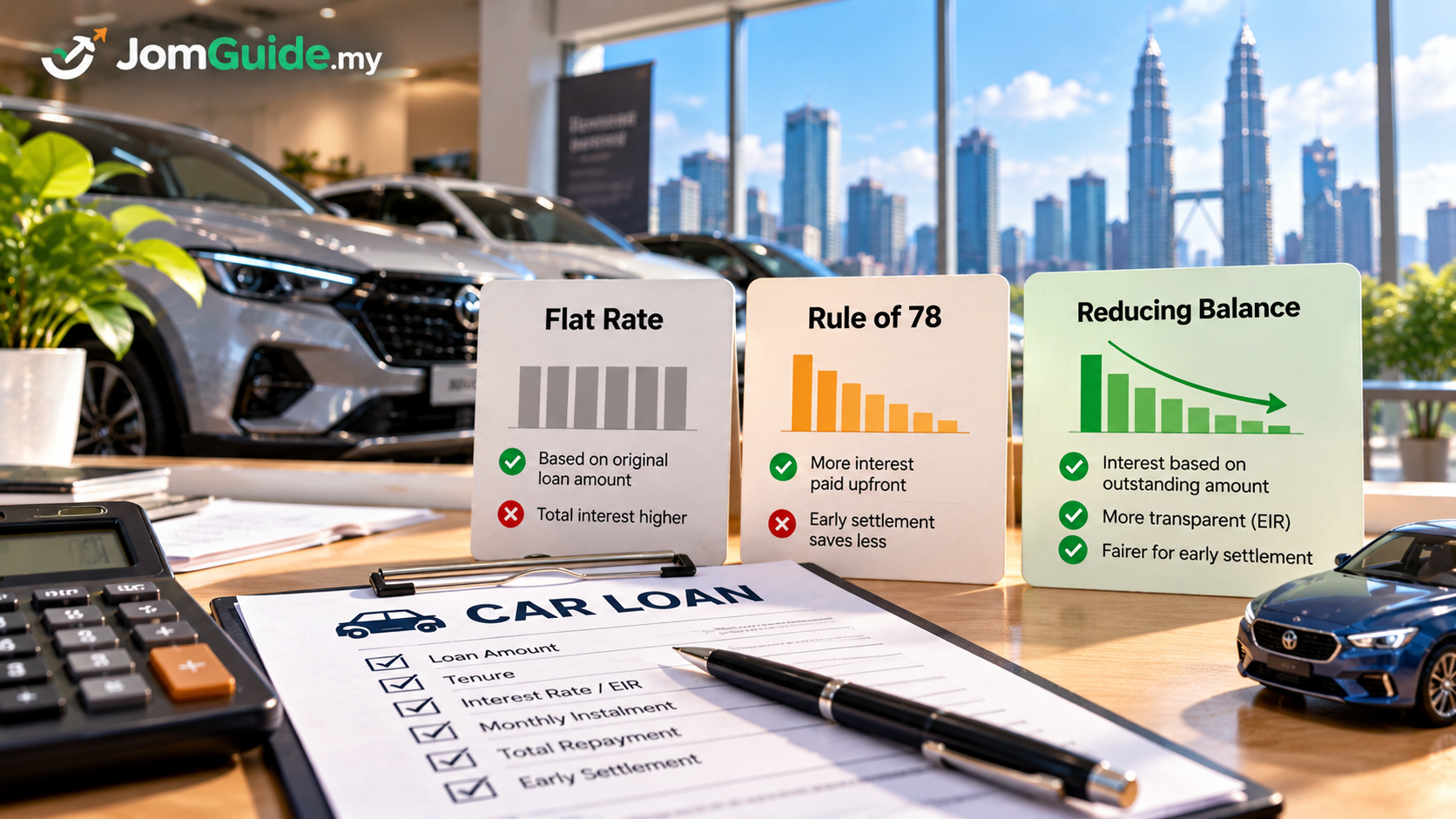 Malaysia Car Loans Changed in 2026: Flat Rate, Reducing Balance and Rule of 78 Explained