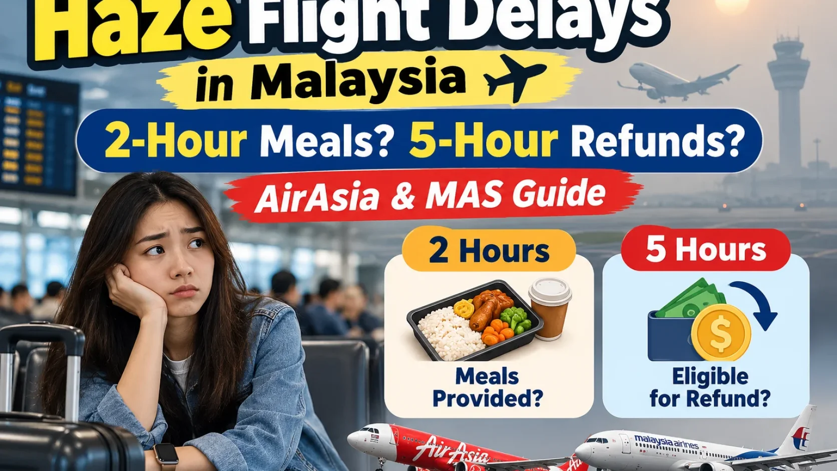 Flight Delayed by Haze in Malaysia? What You Can Claim at 2 or 5 Hours on AirAsia and MAS