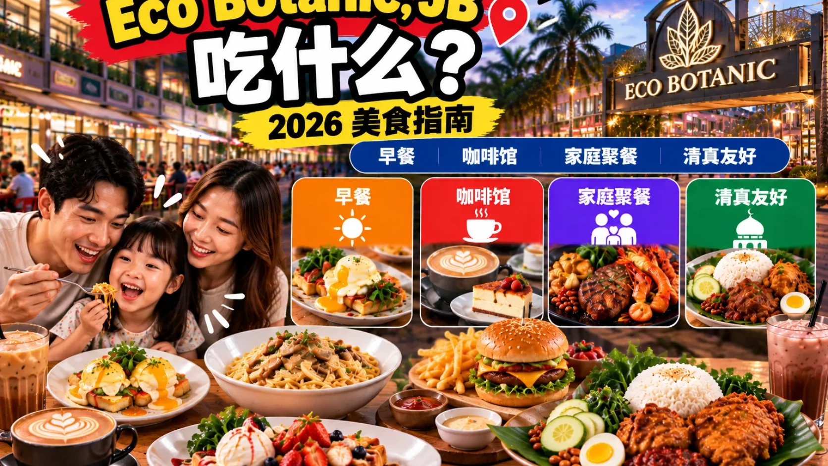 Eco Botanic 吃什么？2026 早餐、Cafe、Family Dinner 与 Halal 怎么确认