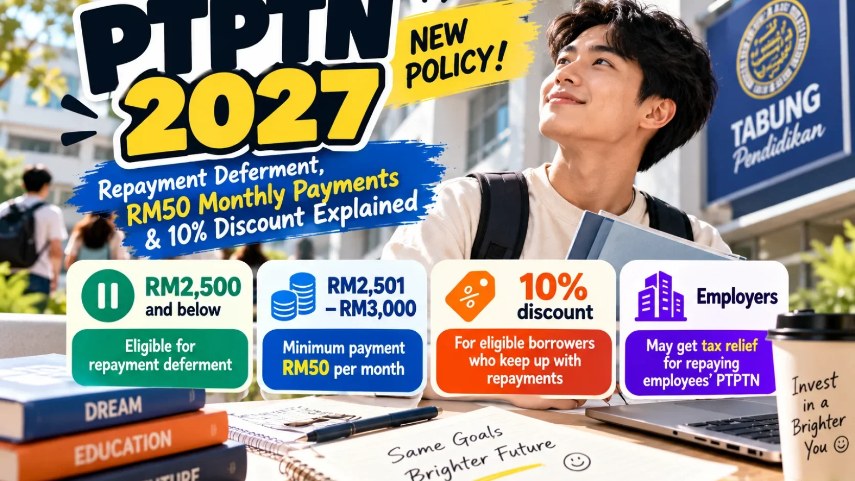PTPTN 2027: RM2,500 Deferment, RM50 Repayments and 10% Discount Explained