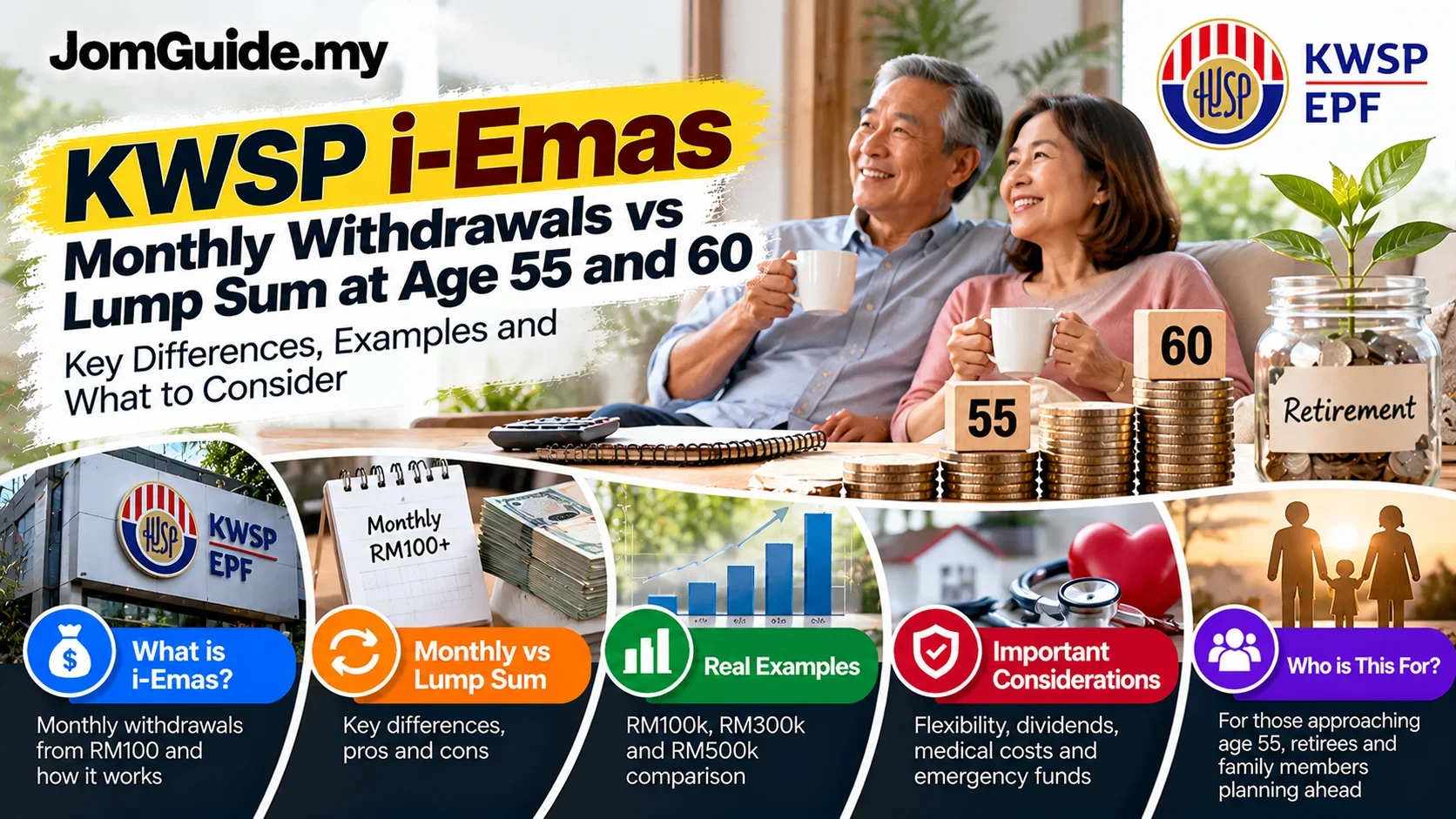 KWSP i-Emas: Monthly EPF Withdrawals vs Lump Sum at Age 55 and 60