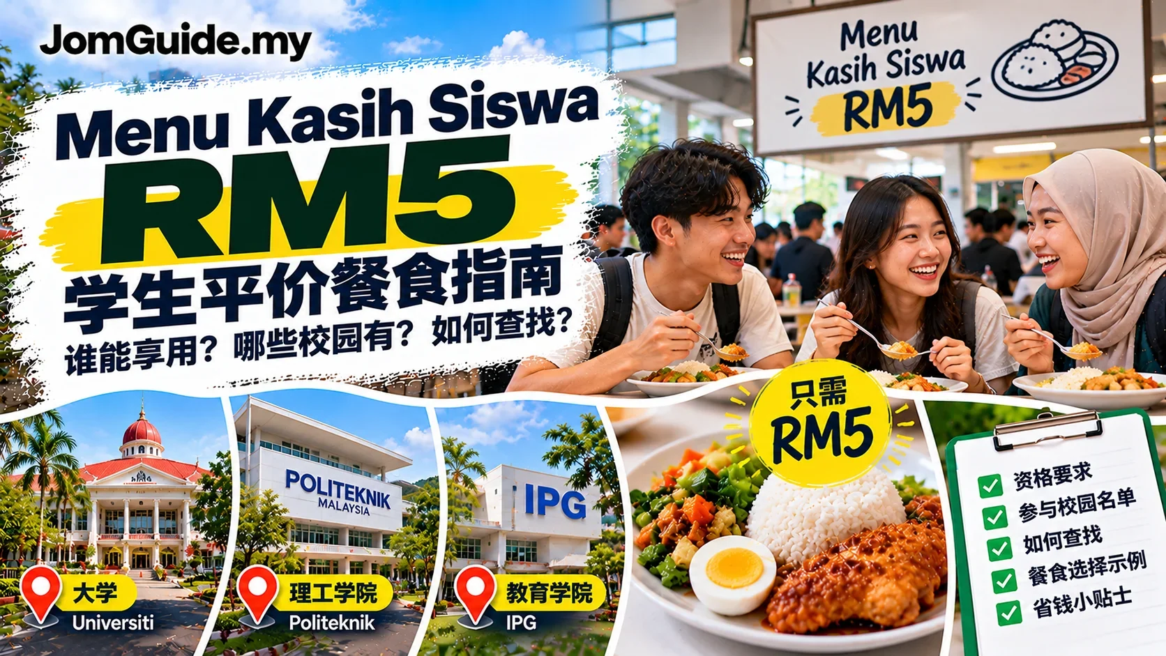 Menu Kasih Siswa RM5:2027 大学生、Politeknik 与 IPG 资格和校园餐指南
