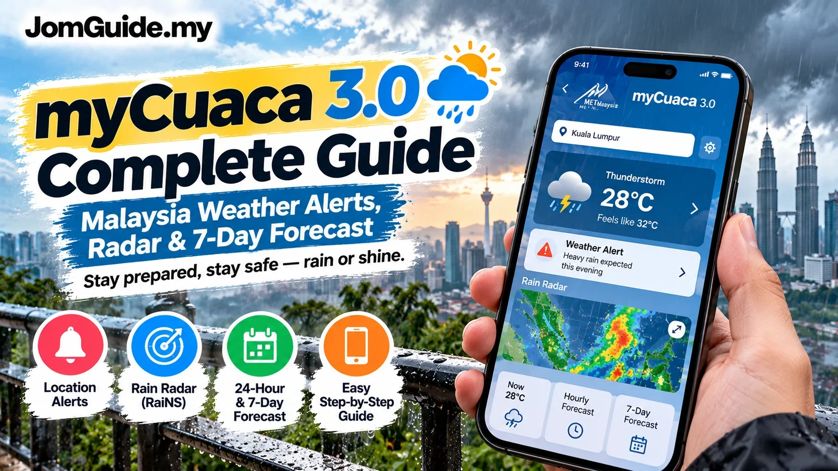myCuaca 3.0 Malaysia: Set Weather Alerts, Check Radar & 7-Day Forecasts