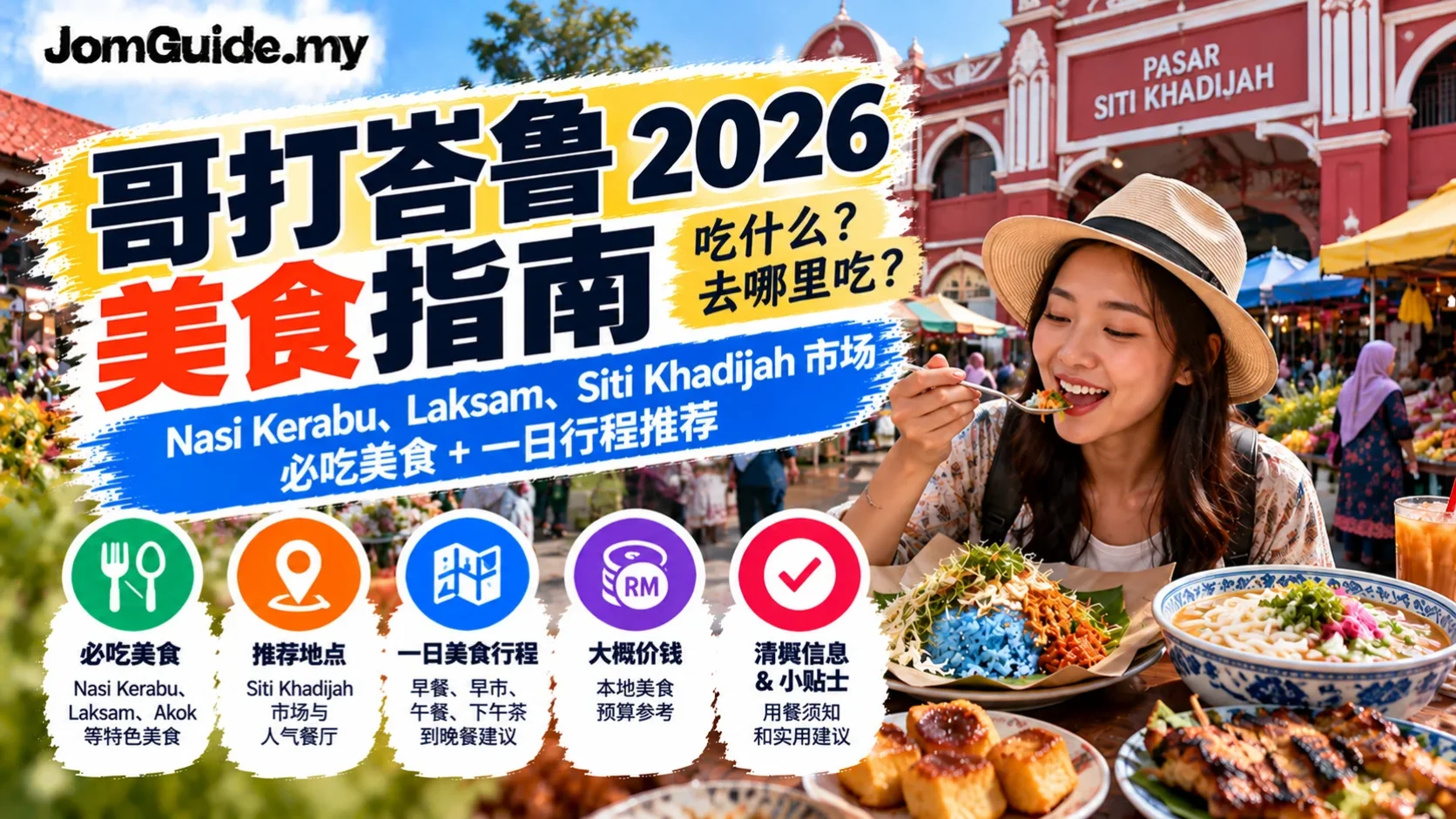 Kota Bharu 吃什么？2026 Nasi Kerabu、Laksam、Pasar Siti Khadijah 与 Dinner Guide