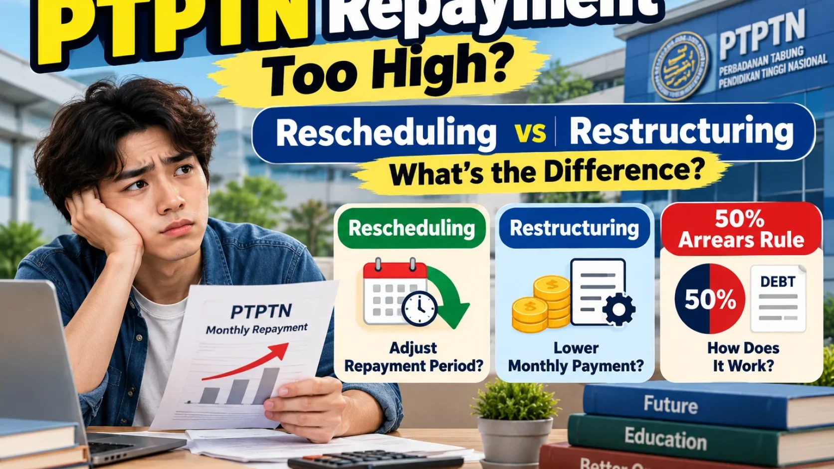 Cannot Afford PTPTN Repayments? Rescheduling vs Restructuring, and the 50% Arrears Rule
