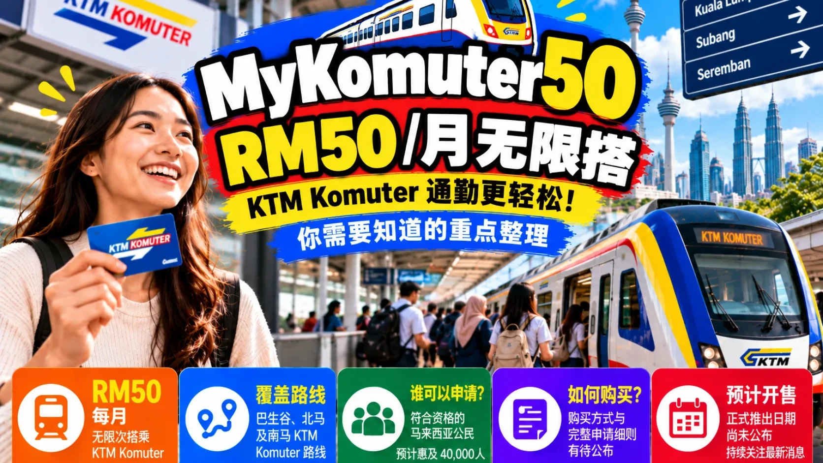 MyKomuter50 2027：RM50/月搭 KTM Komuter？与 My50 差别、路线及开售时间